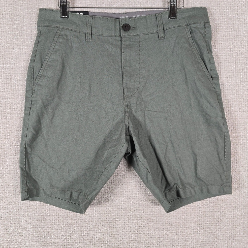 PLUGG Men Shorts Tag 30 Fits 32 Cactus Green Linen Cotton Flat Front‎ NWT